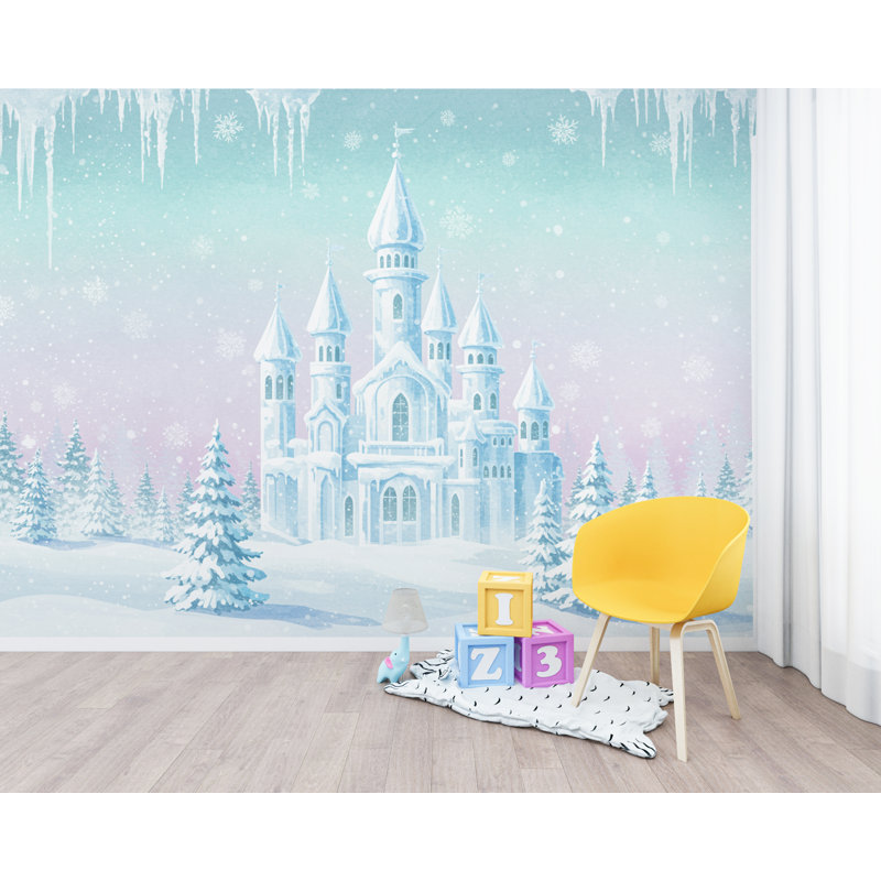 Papier peint Frozen Ice Castle | Murale 3D Winter Wonderland 303DRE, L 75 po x l 50 po, Peler et coller
