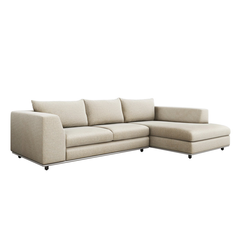 Comodo Chaise Sectional, Right Hand Facing, Walnut, Cameo 100% Polyester