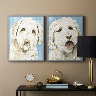 Impression encadrée Labradoodle I-Premium - prête à être accrochée - aucun clou requis - aucun clou requis