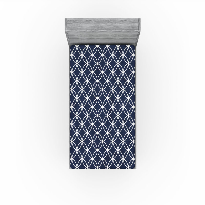 Drap-housse bleu marine Ambesonne, Ensemble literie pour lit simple
