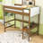 Twin Wooden Loft Bed With Built-In Desk And Teddy Fleece Upholstered Design