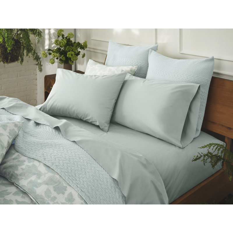 Ensemble de draps en percale raffinée biologique, Ensemble de draps pour très grand lit avec 2 taie, Rosée