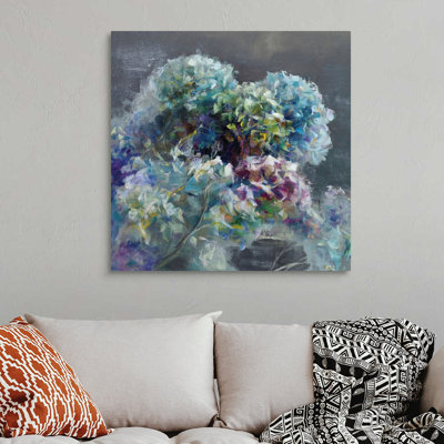 " Abstract Hydrangea Dark " by Danhui Nai Painting Print