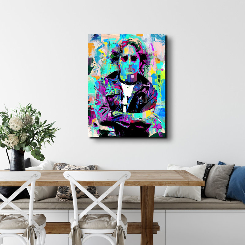 «John Lennon NYC 2» par Stephen Chambers, peinture sur toile tendue, H 24 po x l 20 po x P 1,5 po