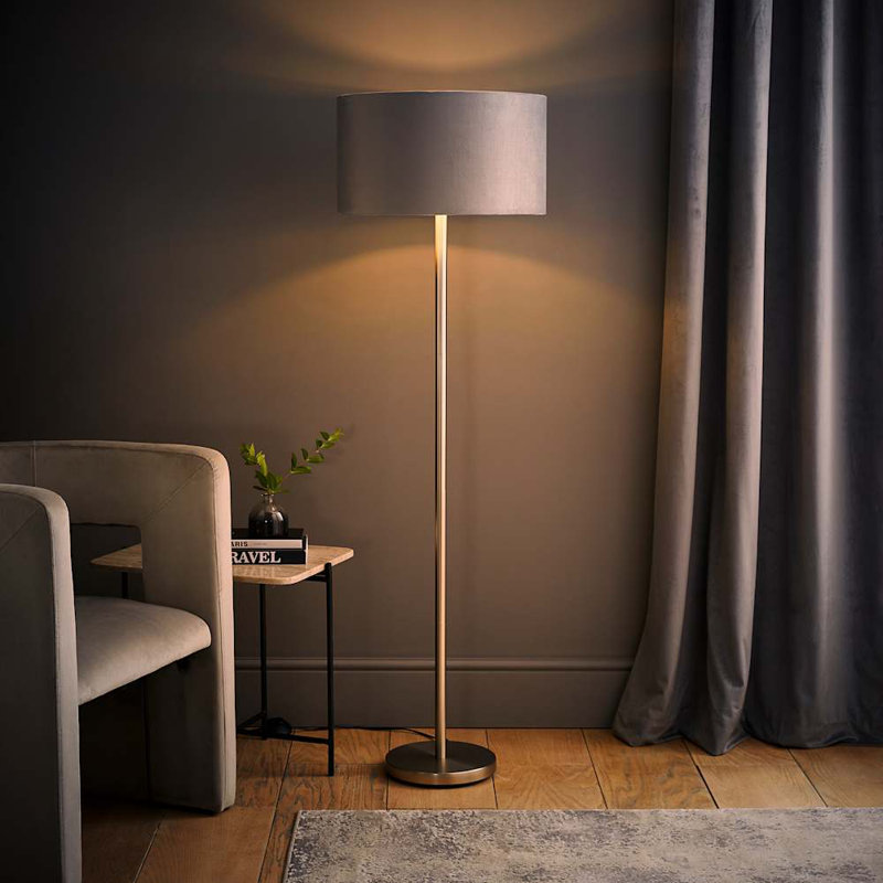 Baillieu 148cm Traditional Floor Lamp, No, Grey, Brushed