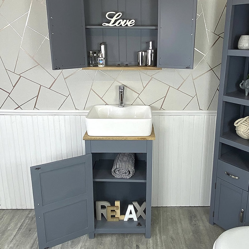 Martine 520mm Single Bathroom Vanity with Vessel Ceramic Basin, Grey