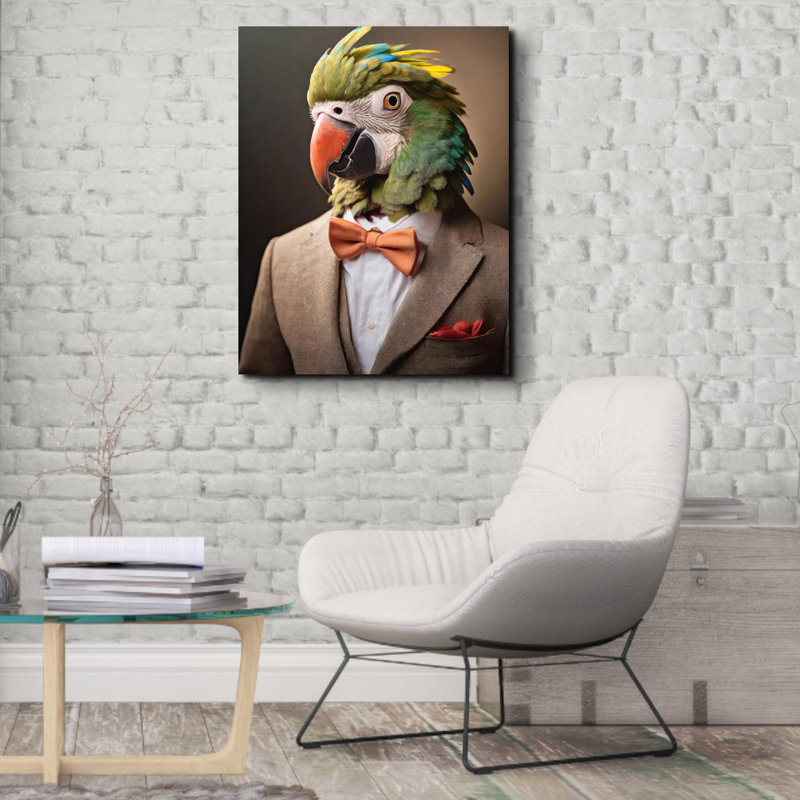 "Perroquet" sur toile, H 18 po x l 15 po