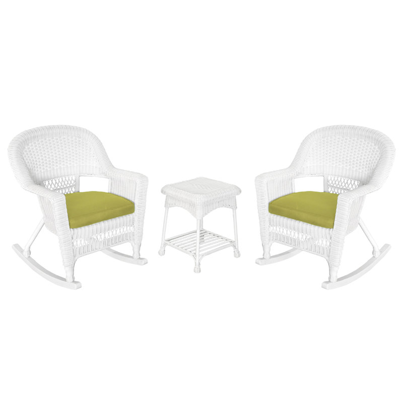 Starner 2 - Person Patio Conversation Set with Cushions, White, Green