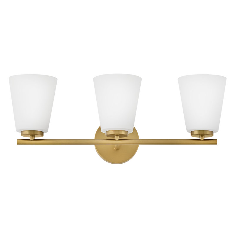 Bri Medium 3-Light Bath Vanity Fixture with Etched Opal Glass, Gold