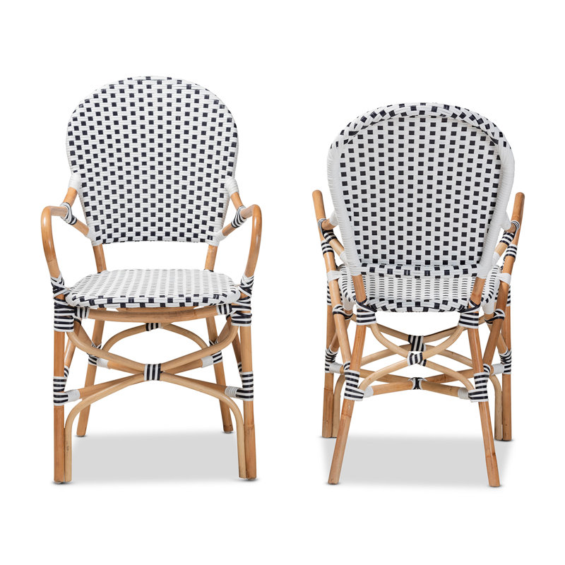 Fauteuil en rotin noir / blanc / naturel Cada