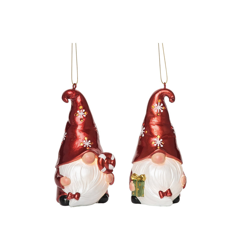 Ensemble de 2 décorations de Noël en forme de flocon de neige avec gnome