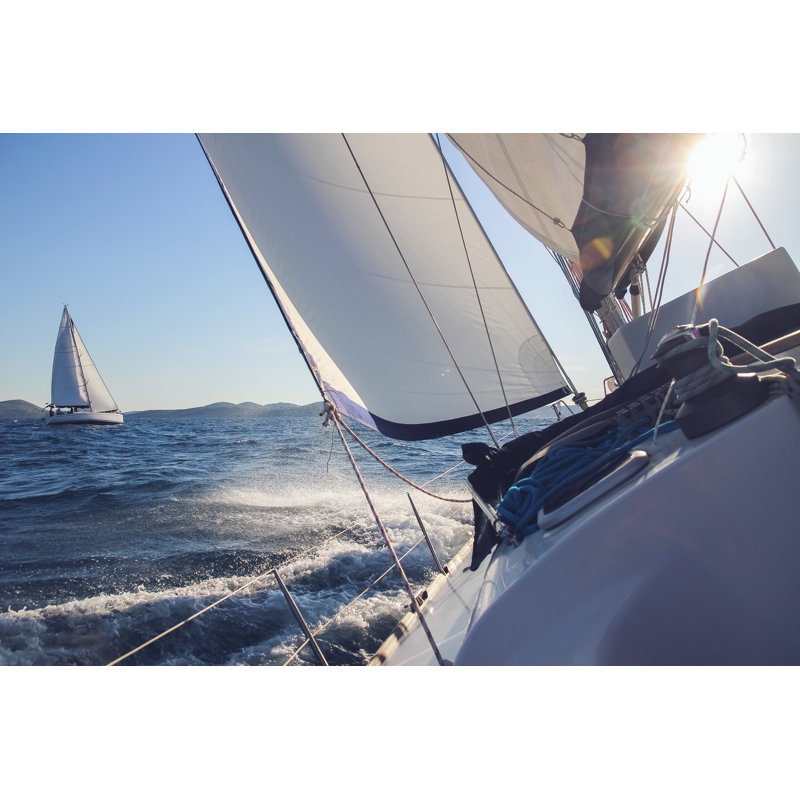 Voile au vent à travers les vagues, H 8 po x l 12 po