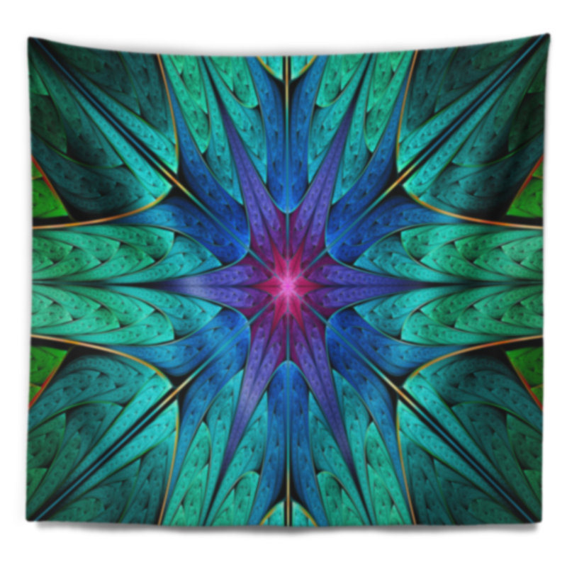 Tapisserie abstraite turquoise abstraite, H 32 po x l 39 po