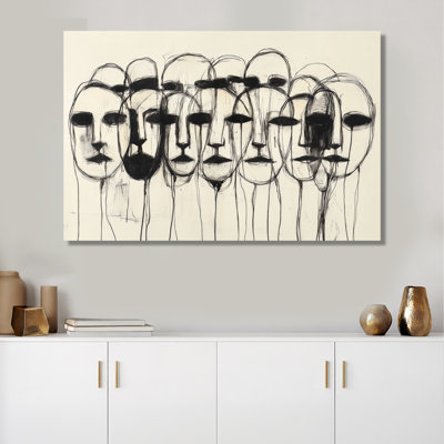 Abstract Crowd in Thin Lines - Minimalist Metal Wall Art Decor