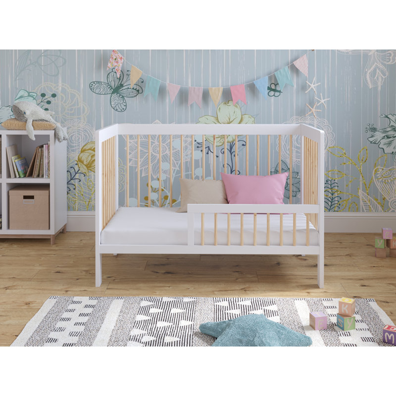 Adwolf Cot Bed with Mattress, White/Pine