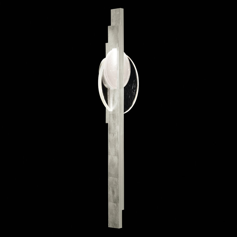 Selene Wrought Iron LED Flush Mounted Sconce, Silver, 44" H x 12.75" W x 3.5" D