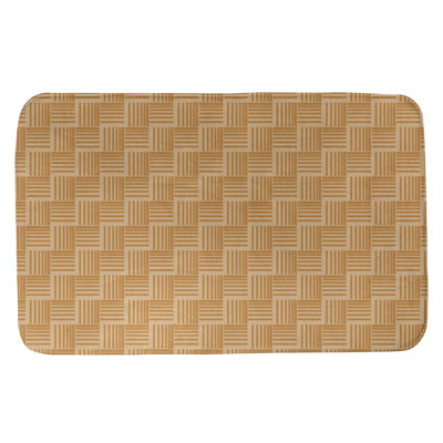 Basketweave Stripes Rectangle Non-Slip Geometric Bath Rug