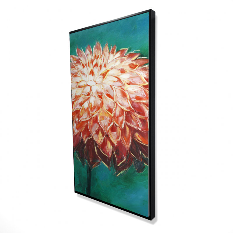 Abstract dahlia flower - 24"x48" Framed canvas