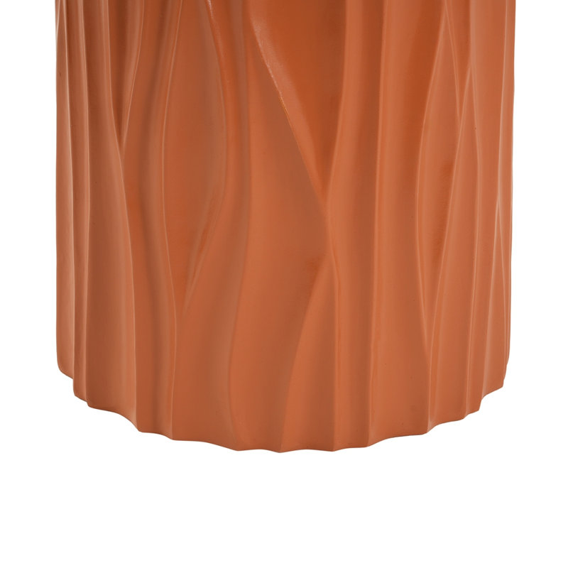 Table d'appoint cylindrique texturée Terracotta Wave, Terra Cotta