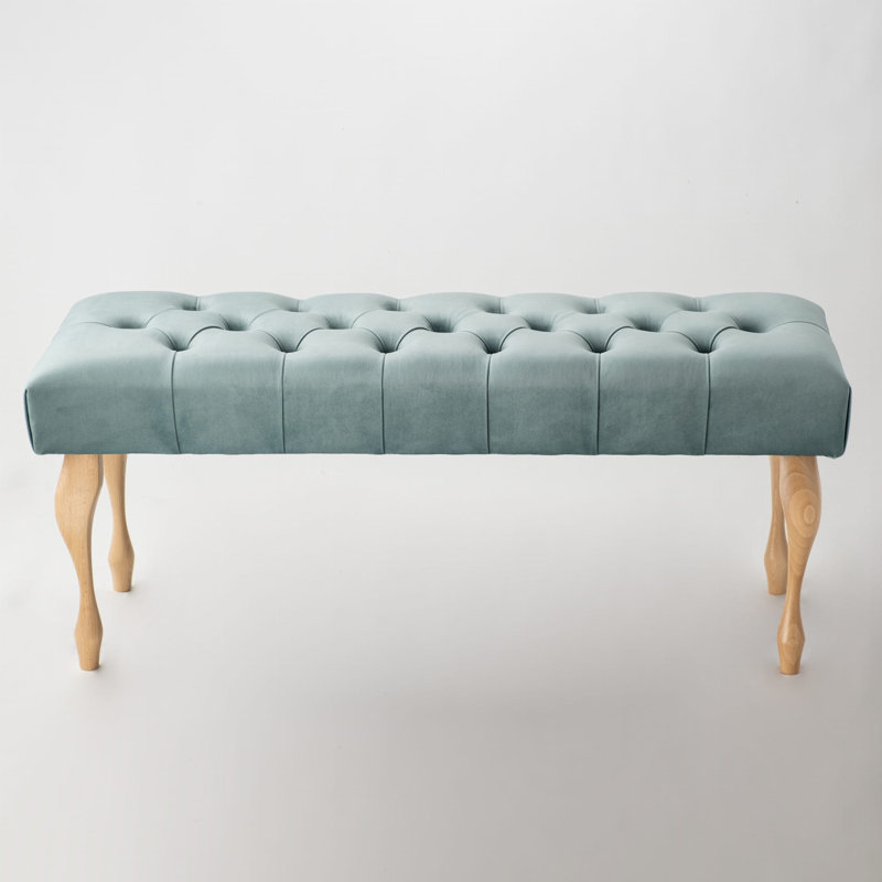 Upholstered Bench, H40 x W120 x D35cm, Mint, Natural