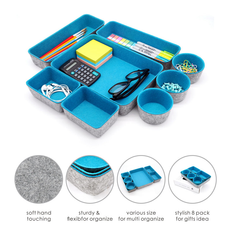 2.4'' H x 7.9'' W x 10.8'' D Organizer Set, Turquoise