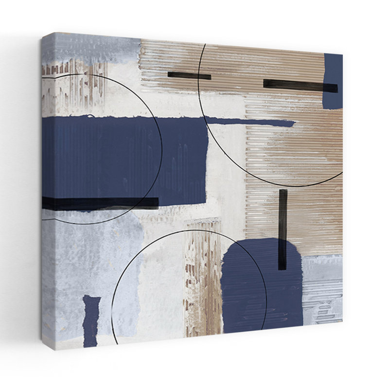 «Geometric Harmony In Subtle Tones II», art mural contemporain abstrait, H 36 po x l 36 po