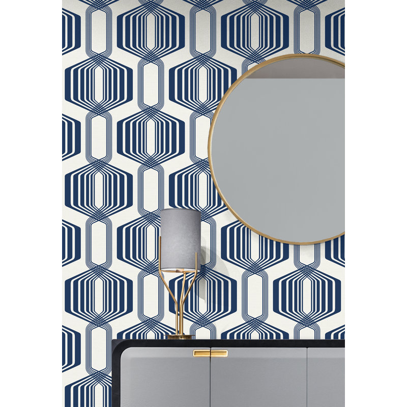 Rouleau de papier peint adhésif L 18 pi x l 20,5 po Burgman, Bleu marine