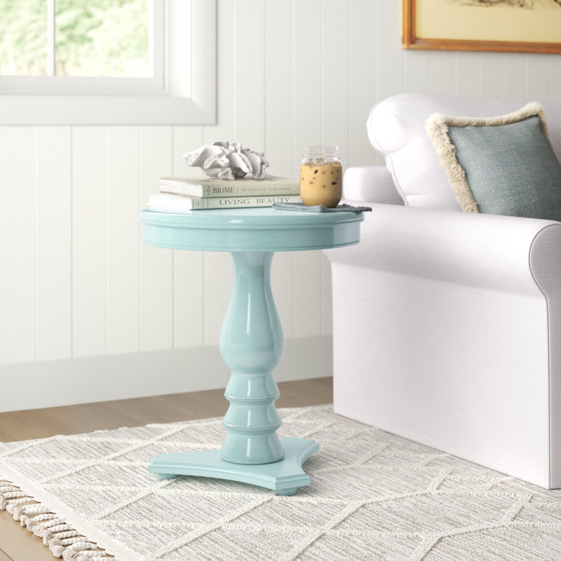 Table de bout à piédestal Amone, Crème