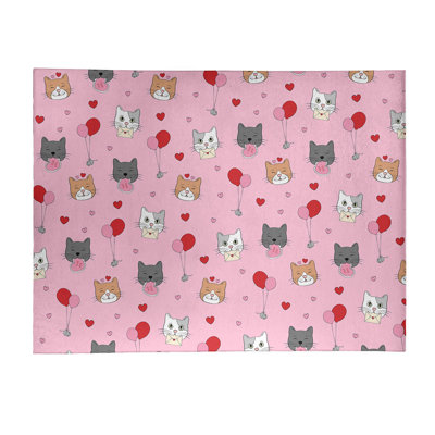 Tapis rose/rouge/gris fait main