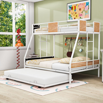 Metal Twin Over Full Bunk Bed With Twin Trundle