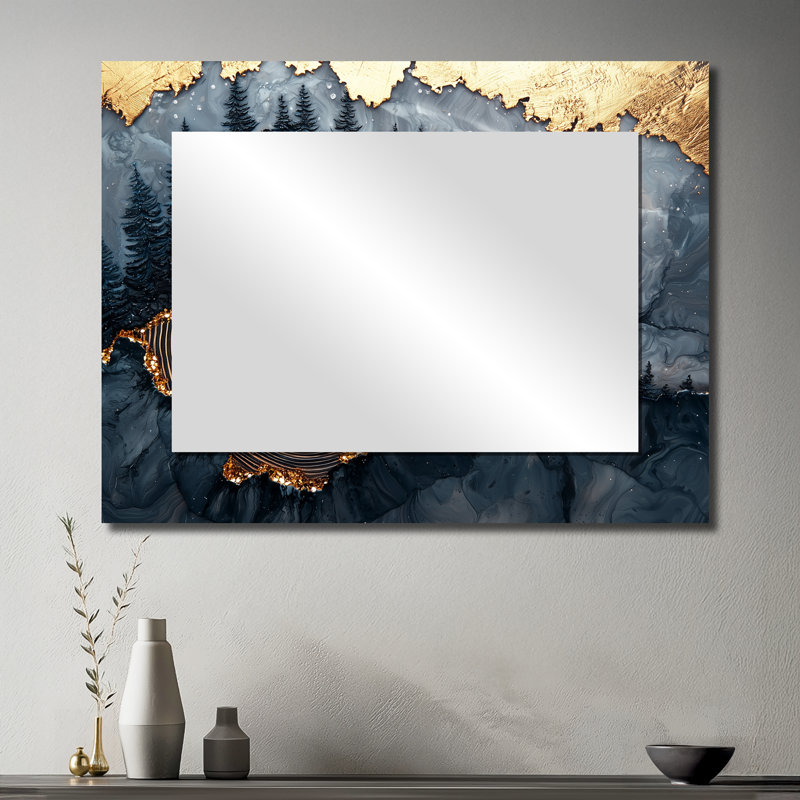 Pine Forest Landscape On Stone Horizon I - Landscapes Wall Mirror Art - Printed On Metal, 30" x 40"