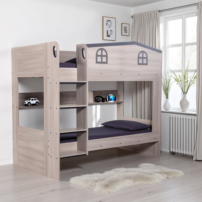Thorwe Bunk Bed with Storage Included with Built-in Ladder Included, Single (3')