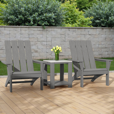 Danese 3-Piece All-Weather HDPE Adirondack Chair With Side Table