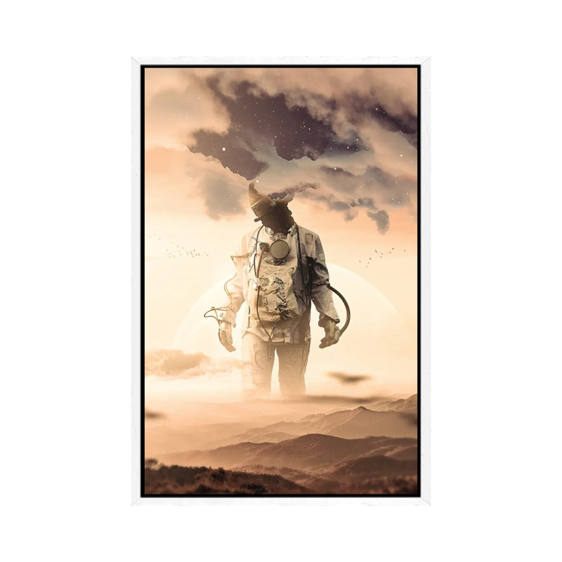 Feet On The Ground, Head In The Clouds by Nicebleed - Print on Canvas, 66.04cm H x 45.72cm W x 3.81cm D, White Framed