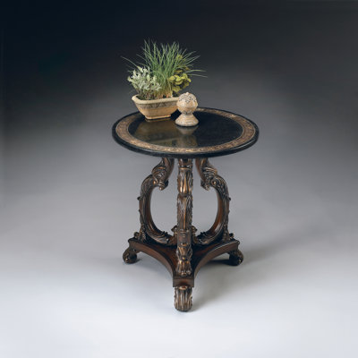  L 22,5 po Lafayette W Table d'appoint ronde en pierre multicolore