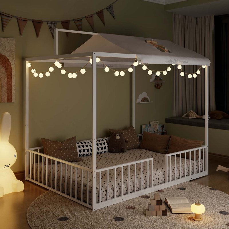 Lit convertible en métal 3-en-1 Montessori, Full, White