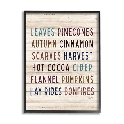 «Rustic Autumn», liste d'activités à motif granuleux, signe saisonnier noir, estampe numérique encadrée, art texturé par Gigi Louise