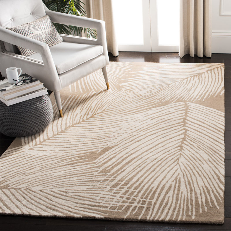 Tapis floral en laine et viscose touffeté à la main Luckey, Rectangle 3 pi 6 po x 5 pi 6 po