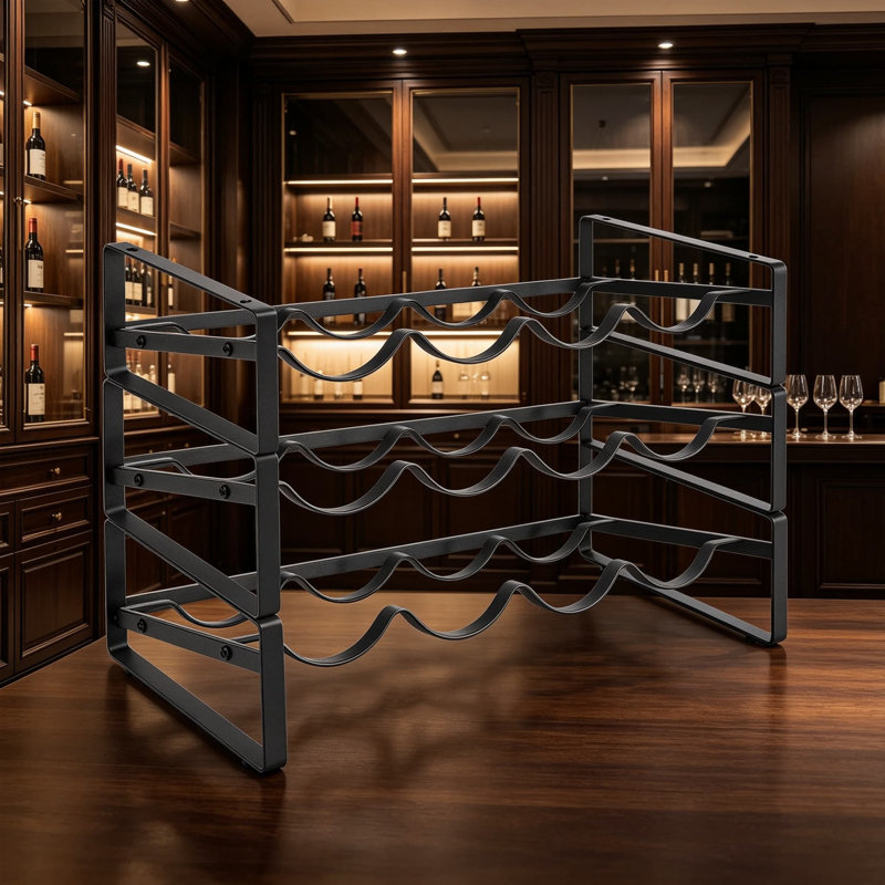 Three Tier Tabletop Stackable Wine Rack for Countertop, Kitchen, Bar, Pantry, and Wine Cellar Storage