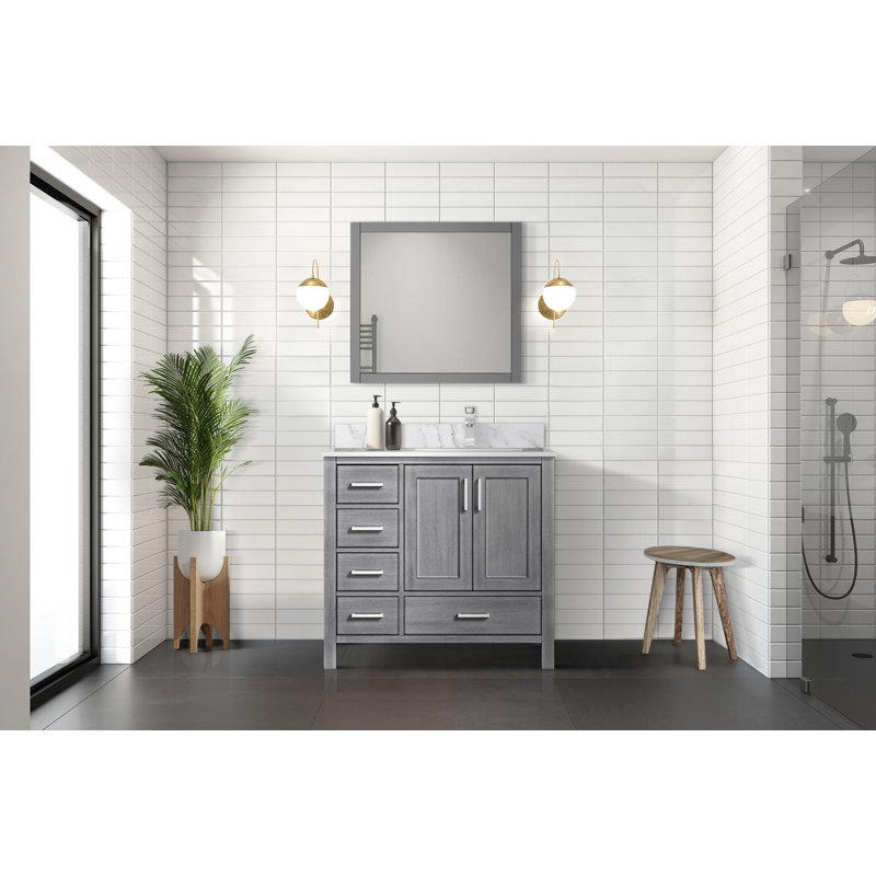 Jacques 36 in W x 22 in D Right Offset Single Bath Vanity, Distressed Grey