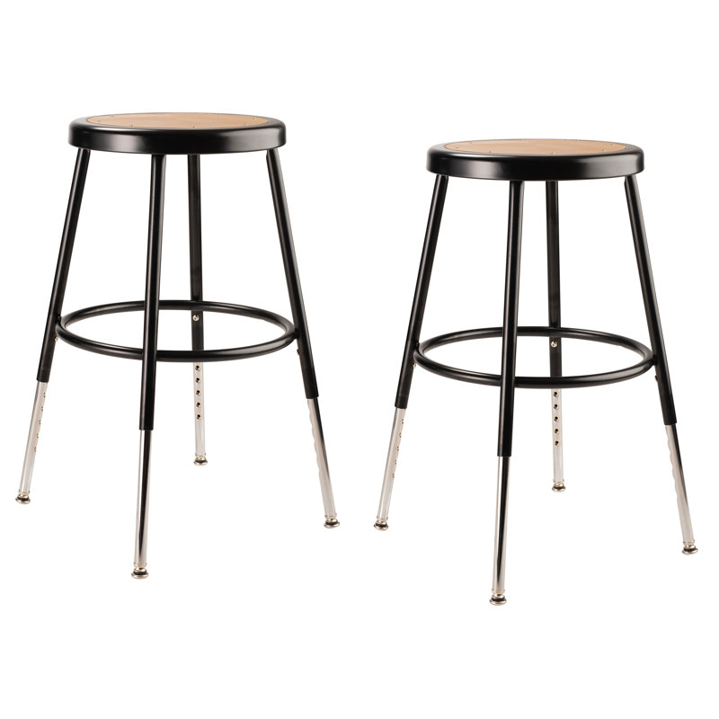 Adjustable Black and Brown Metal Saddle Stools with Footring