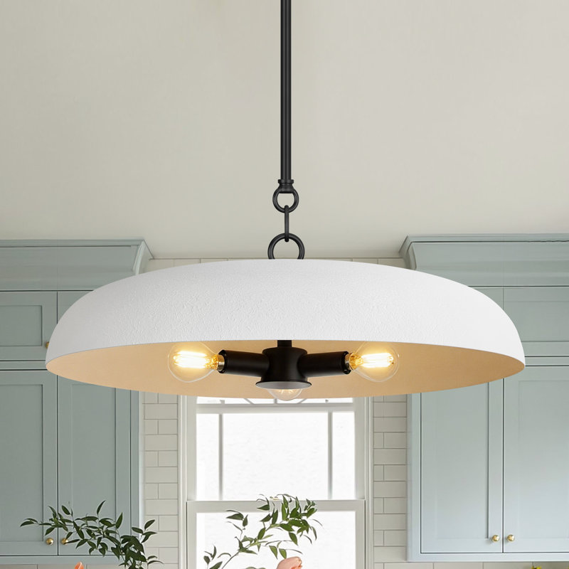 Lysander 3 - Light 20" Single Dome Kitchen Island Pendant Light, Plaster White