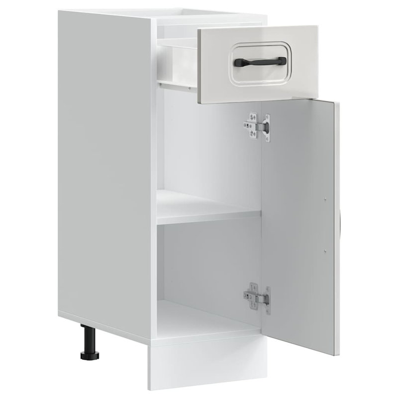 Kitchen Base Cabinet Kalmar Engineered Wood, High Gloss White, 81.5cm H x 30cm W x 46cm D