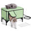 Abri pour chat surélevé chauffé pour chat avec coussin chauffant vert (M)