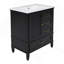 Meuble-lavabo de 30 po avec lavabo, armoire de salle de bain avec porte, trois tiroirs, pieds en bois massif et panneau de fibres à densité moyenne, patins réglables, noir-128990539