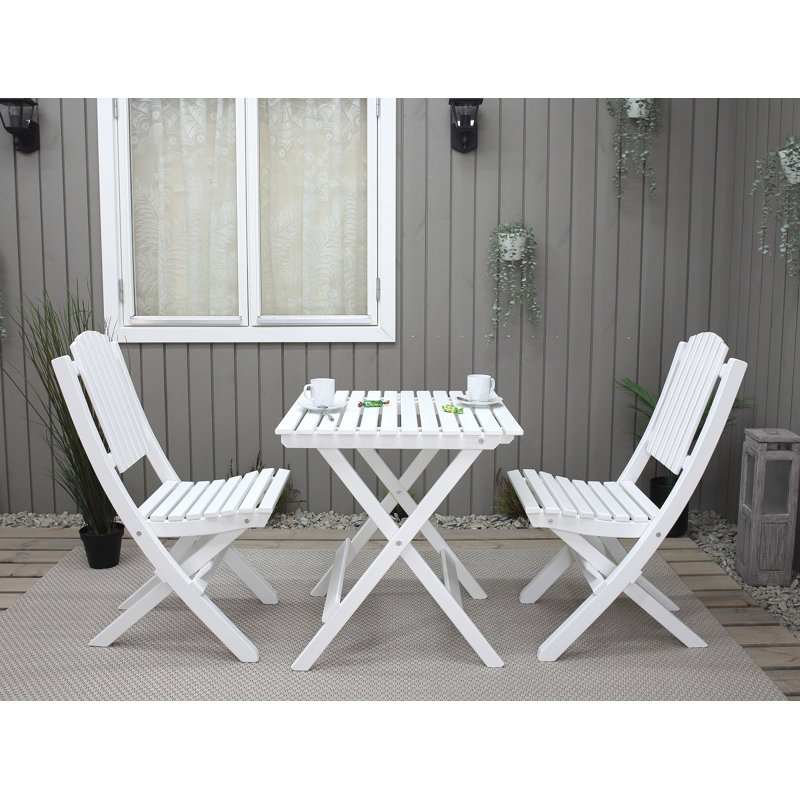 Klinger 2 - Person Wood Patio Dining Set with Square Table, White