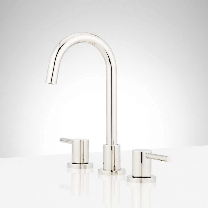 Lexia 1.2 GPM Widespread Gooseneck Bathroom Faucet, Polished Nickel