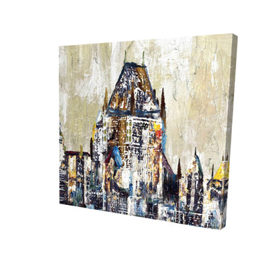 Abstract château frontenac - Modern Blue Canvas Art | Home Decor