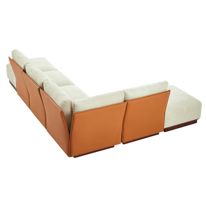 Canapé d'angle modulaire en boucle avec pouf, 32" H x 116" W x 88.5" D, Orienté à droite