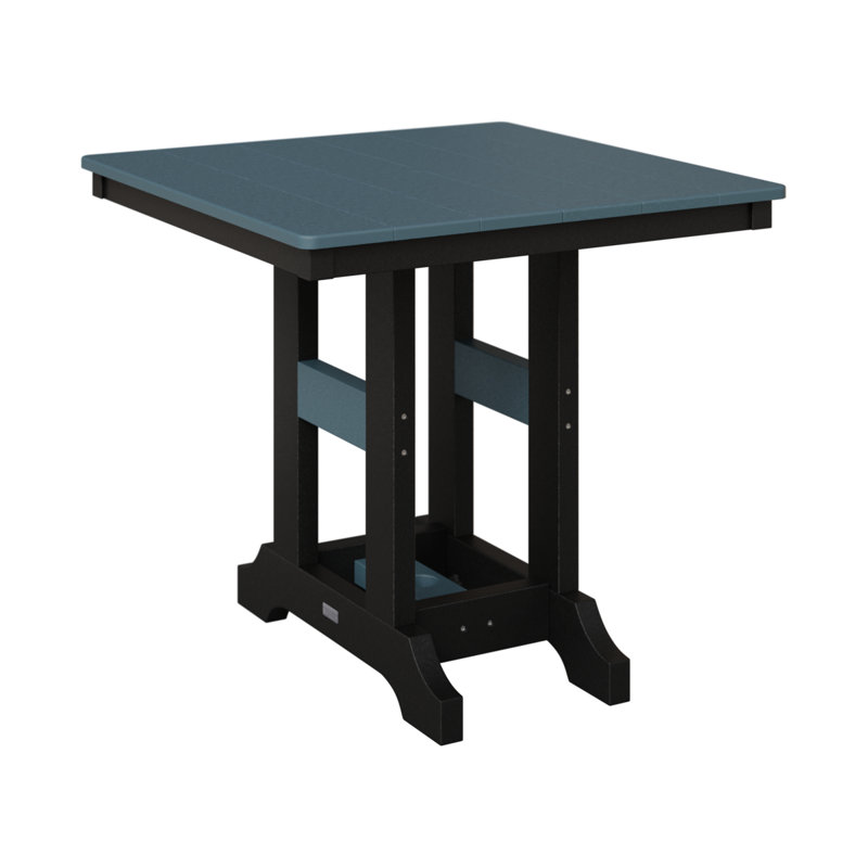 Garden Classic Outdoor Square Bar Table, 39.5" H x 33" W x 33" D, Slate, Black